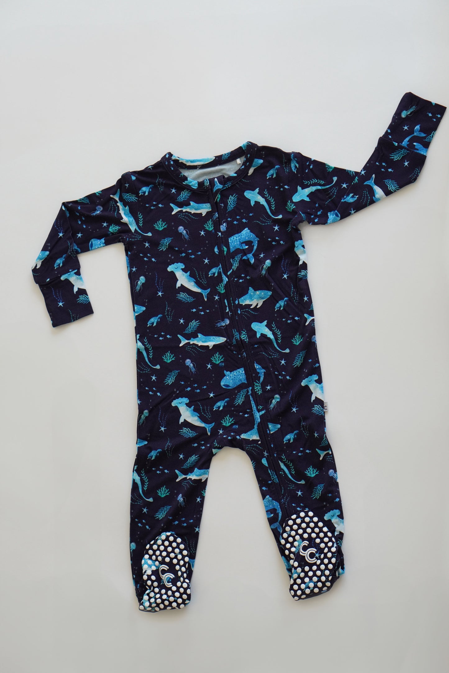 Shark One-Piece with Gripper Footies